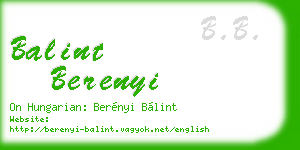 balint berenyi business card